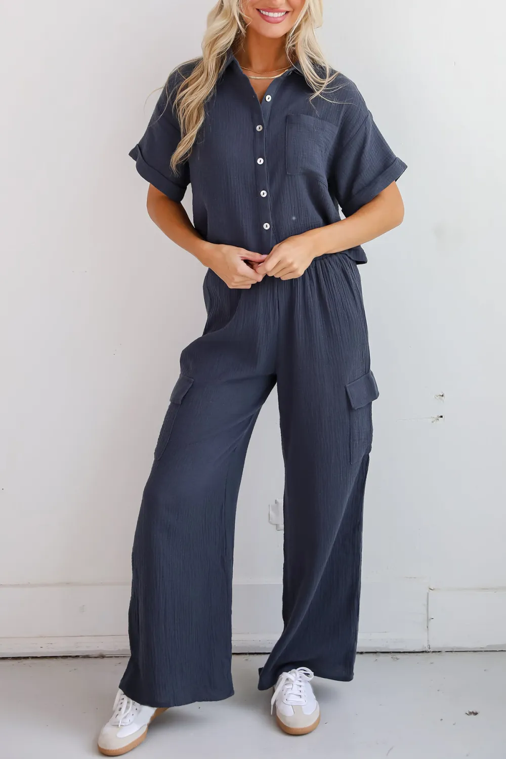 Perfect Charcoal Linen Cargo Pants