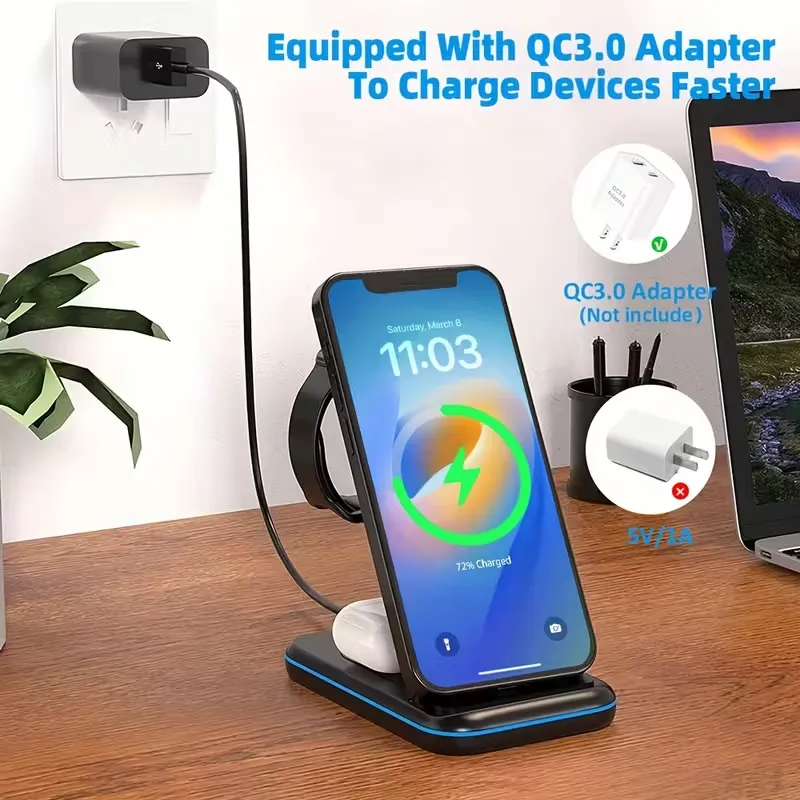 Modern 3-in-1 Wireless Charger Dock