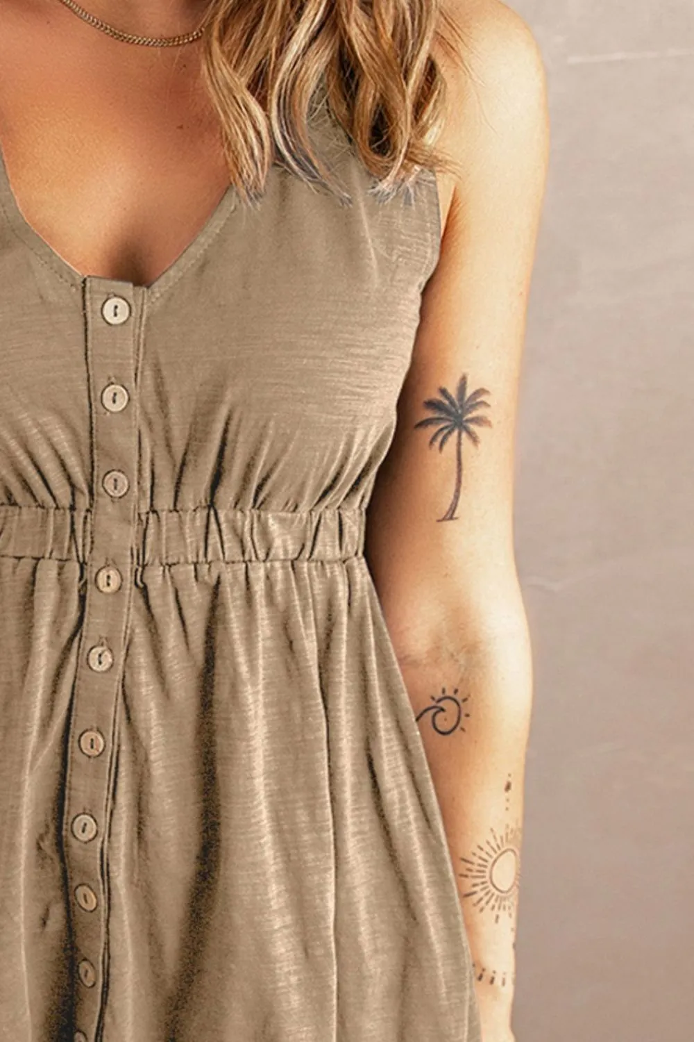 Sleeveless Button Down Mini Dress Mini Dress