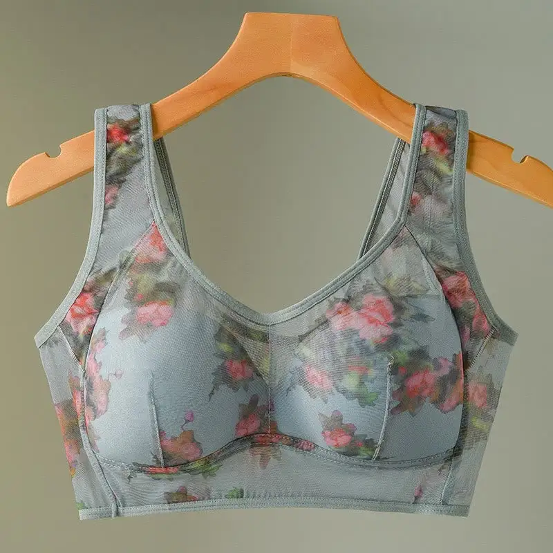 Mesh Wireless Bra Flower Bra