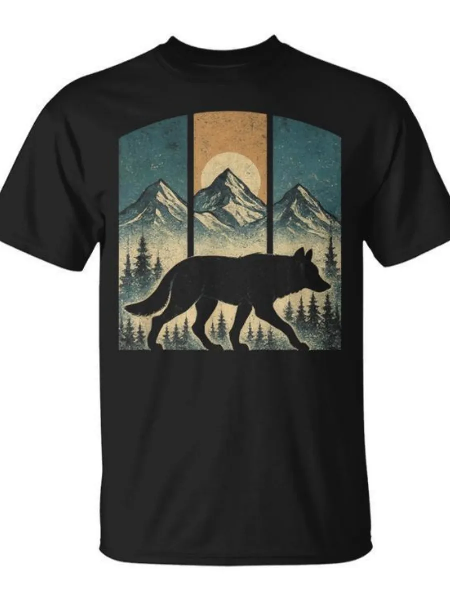 Retro Mountain Wolf T-Shirt