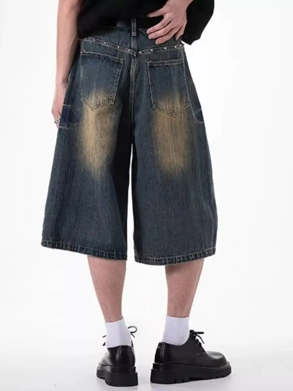 Refined Men's Plus Size Wide Leg Denim Shorts