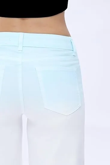 Mid-low Rise Baggy Jeans Stretchy Wide Leg for Women Distressed Pants