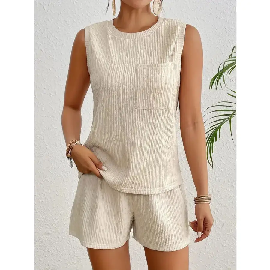 Round Neck Tank Top and Shorts Set