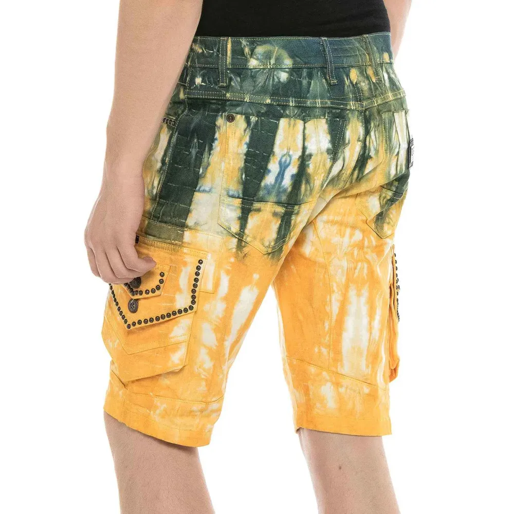 Cargo Pocket Contrast Stitch Washed Denim Shorts