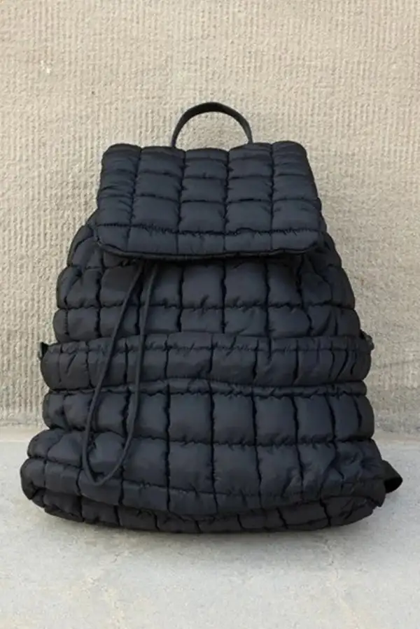 Quilted Puffer Flap Backpack
