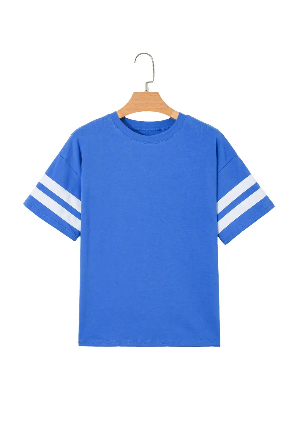 Crew-Neck Short-Sleeve Varsity Cotton T-Shirt