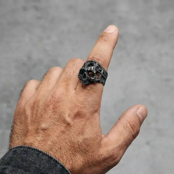 Men's Hollow Cross Skull Ring