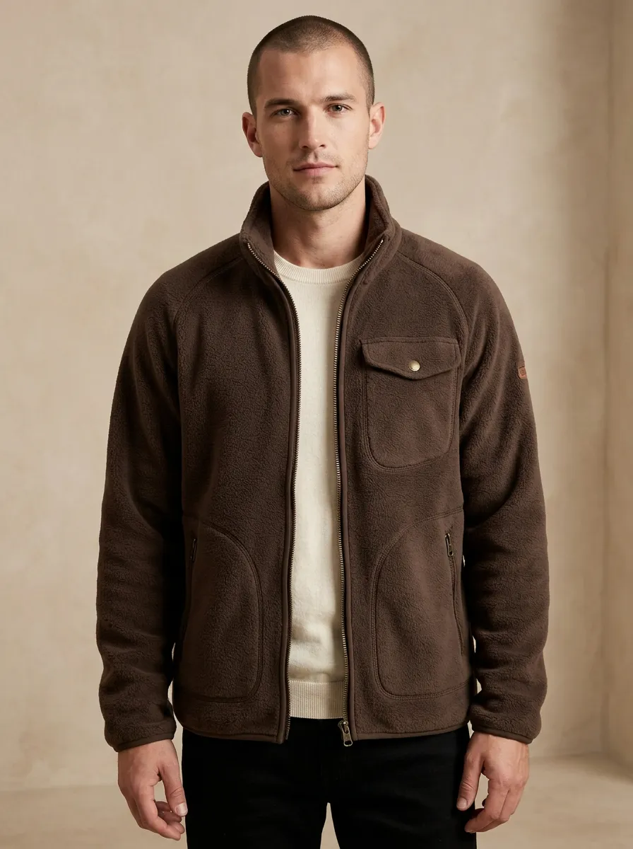 Solid Full Zip Fleece Jacket