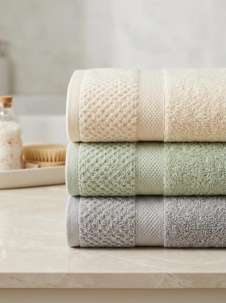 Textured Cotton Three-Piece Towel Set