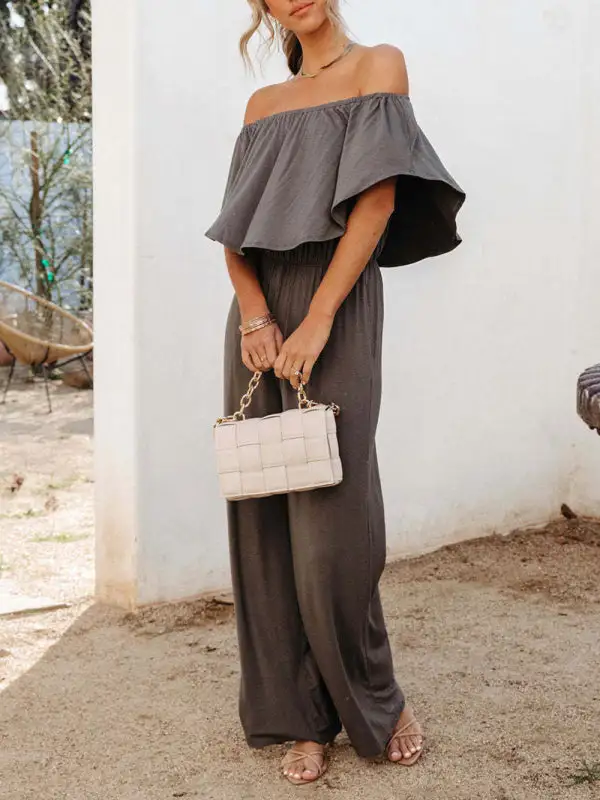 One Shoulder The Jumpsuit Wide Leg Pants