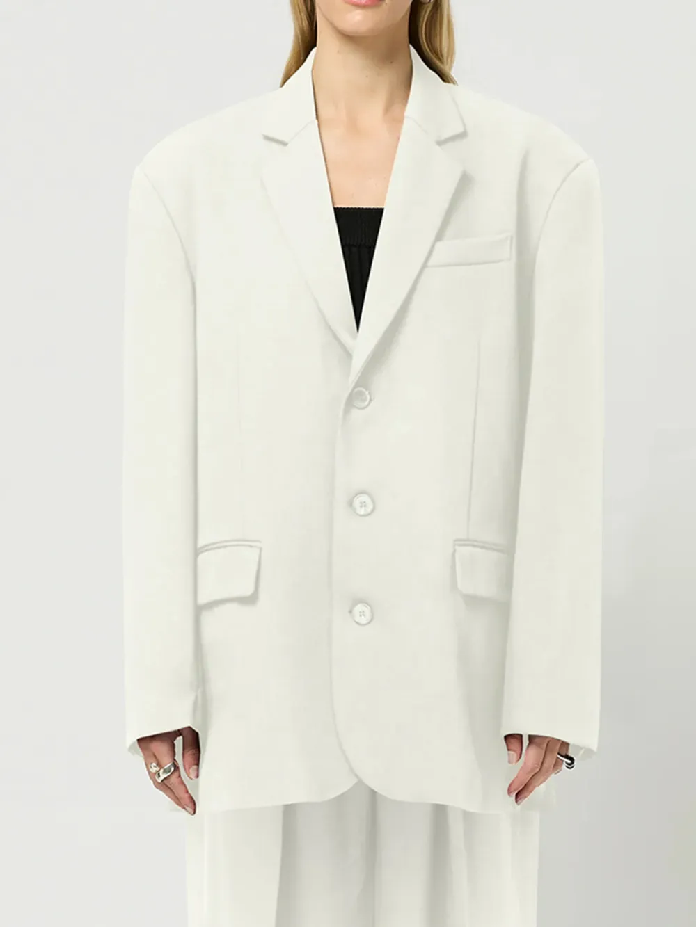 Oversized Style Blazer White