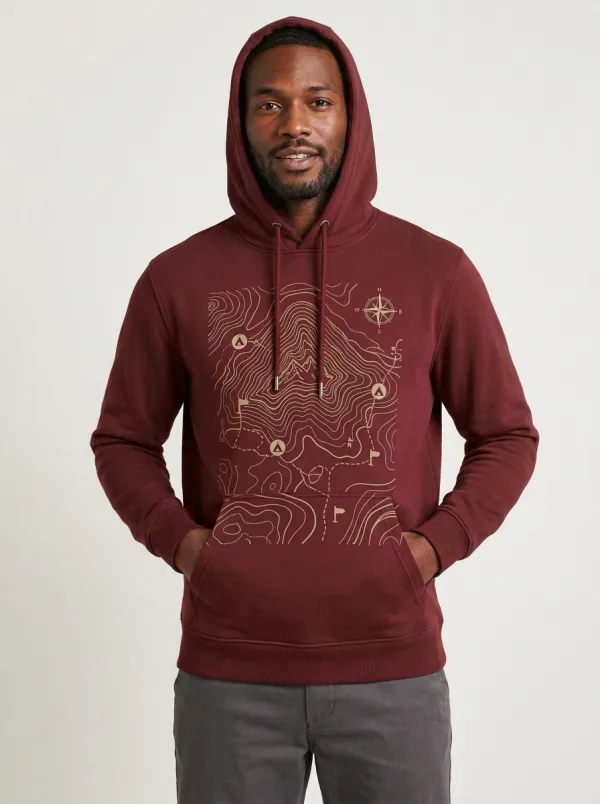 Men's Camping Hiking Explorer Topographic Graphic Hoodie
