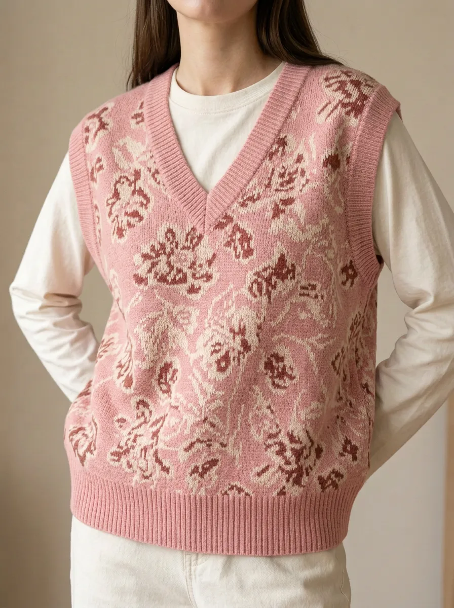 Floral Jacquard Sweater Vest