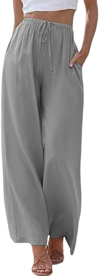 Women’s Wide Leg Palazzo Pants with Pockets – Lightweight Summer Trousers