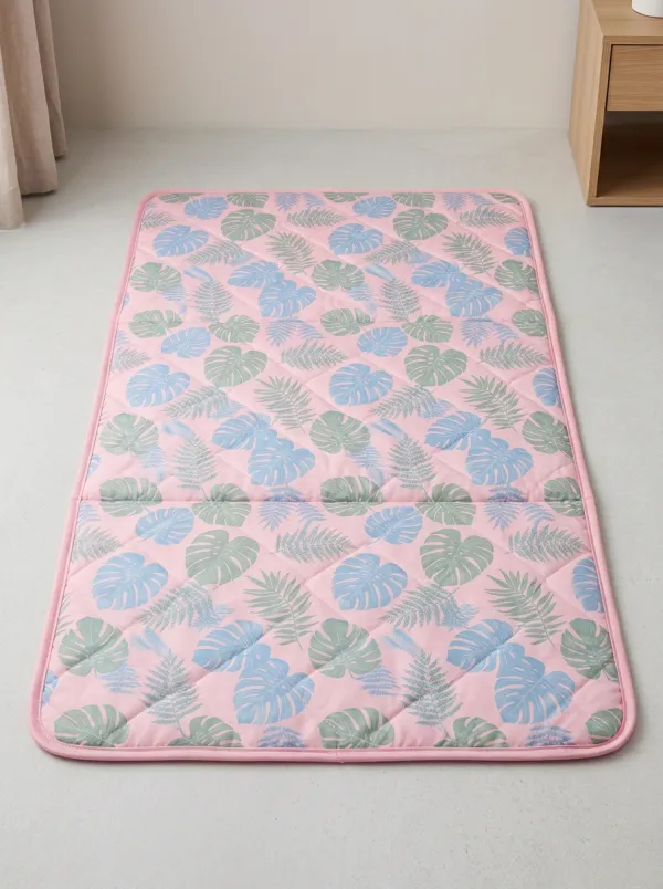 Portable Tropical Summer Leaf Pattern Pattern Cooling Mat