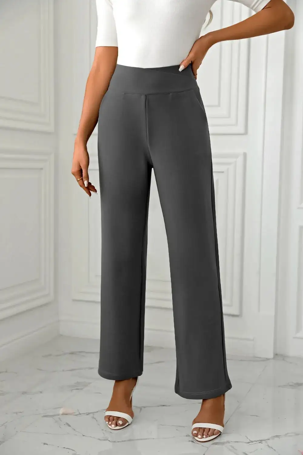 Flowy High Waist Straight Leg Pants