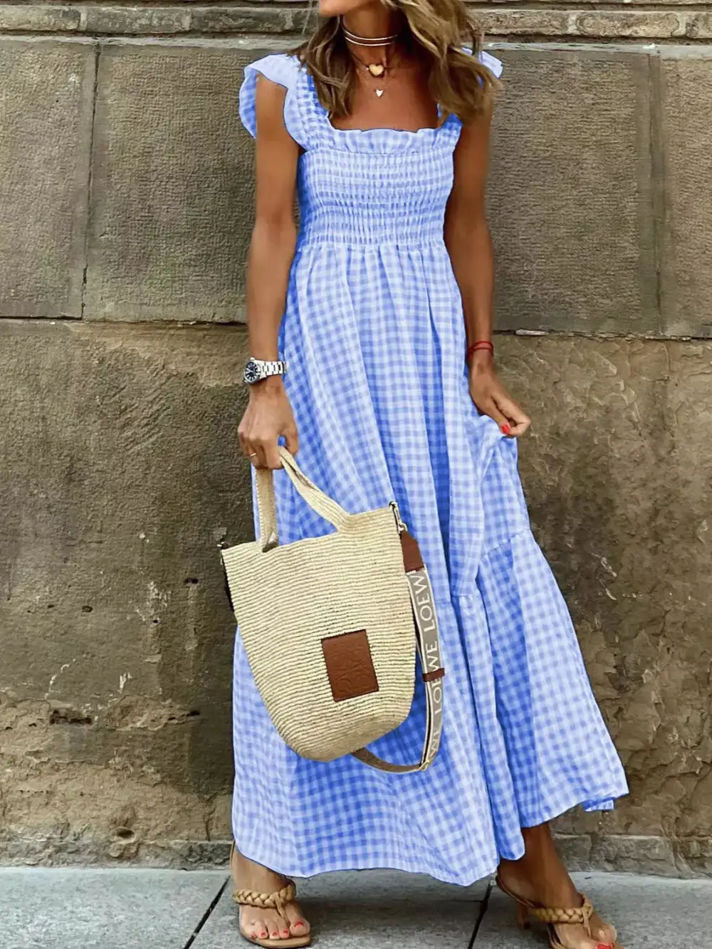 Ruffled Smocked Maxi Dress