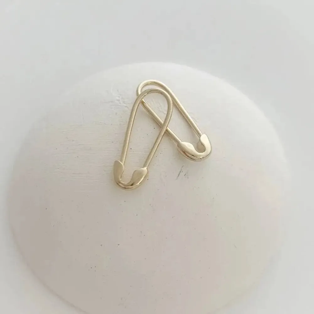 Mini Safety Pin Hoop Earrings