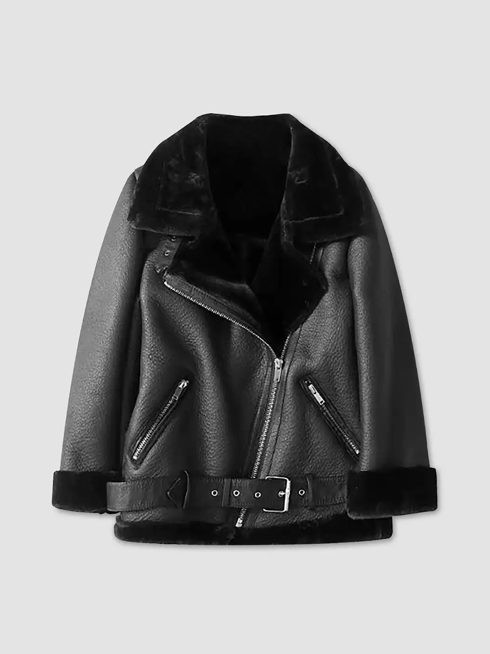 Collared Sherpa Lined Shearling Jacket