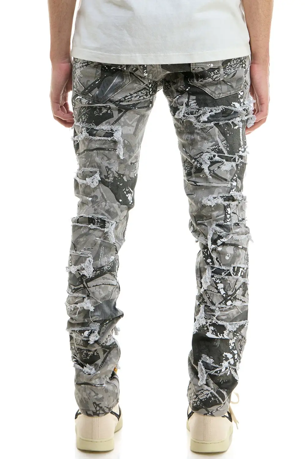Men's Modern Skinny Raw Hem Patchwork Pants