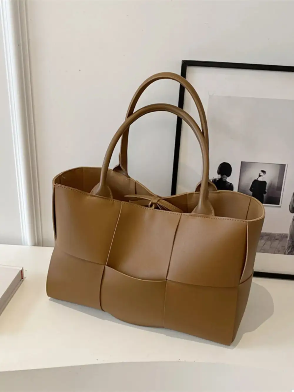 Woven Leather Tote Bag