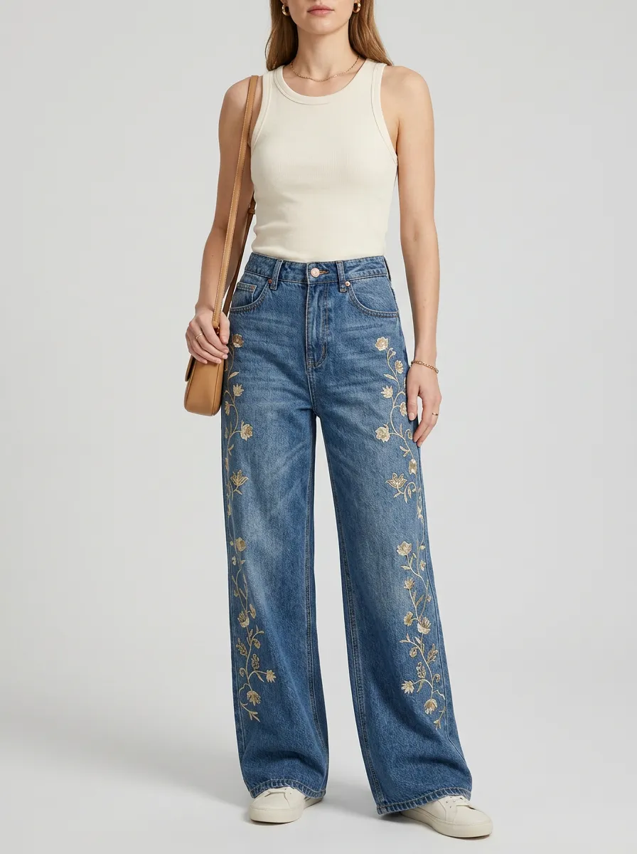 Women's Wide Leg Denim Jeans