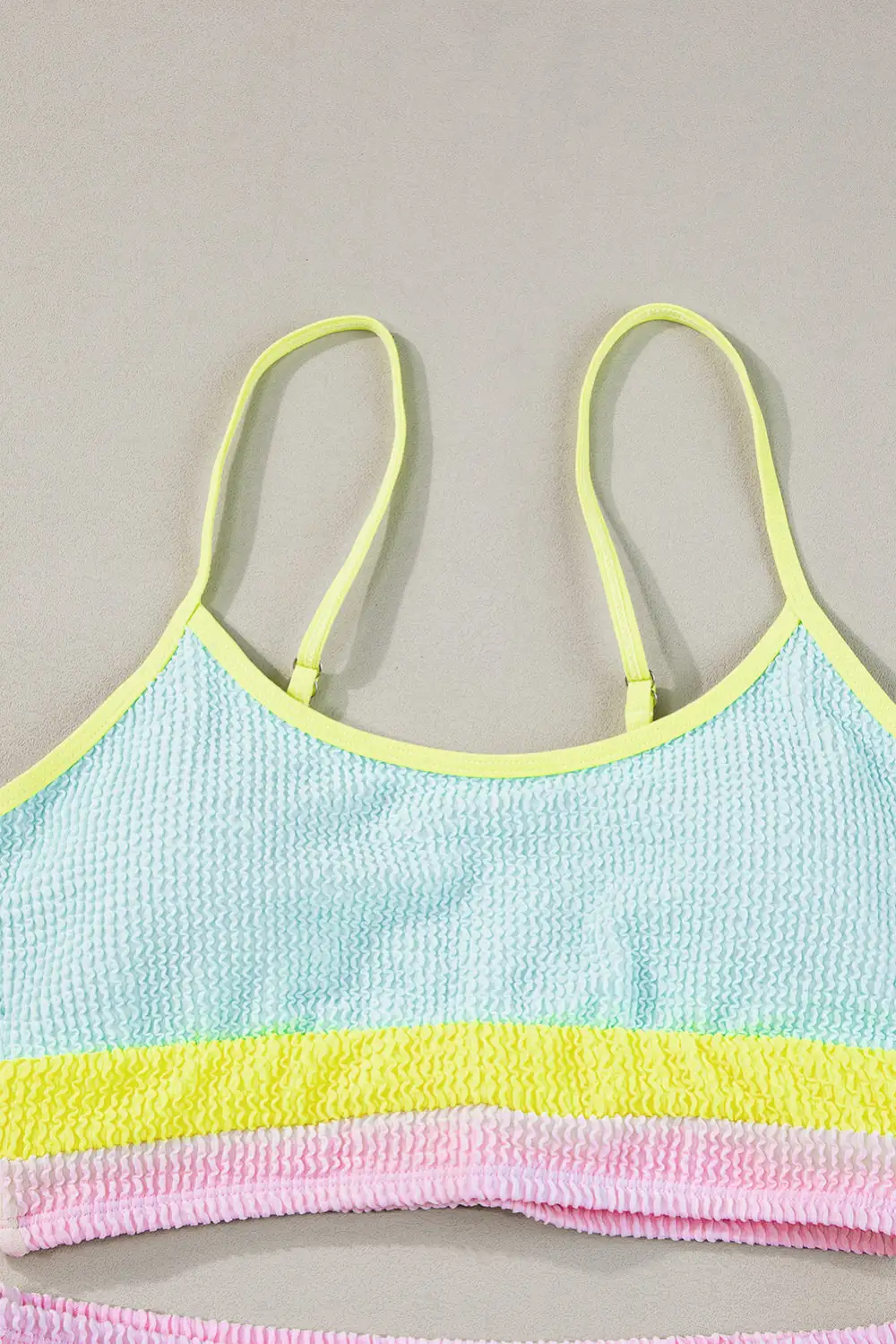 Blocked Pattern High Waisted Bikini Swim Set