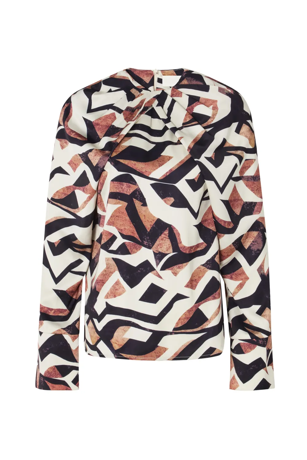 Geometric Print Bow Neck Blouse