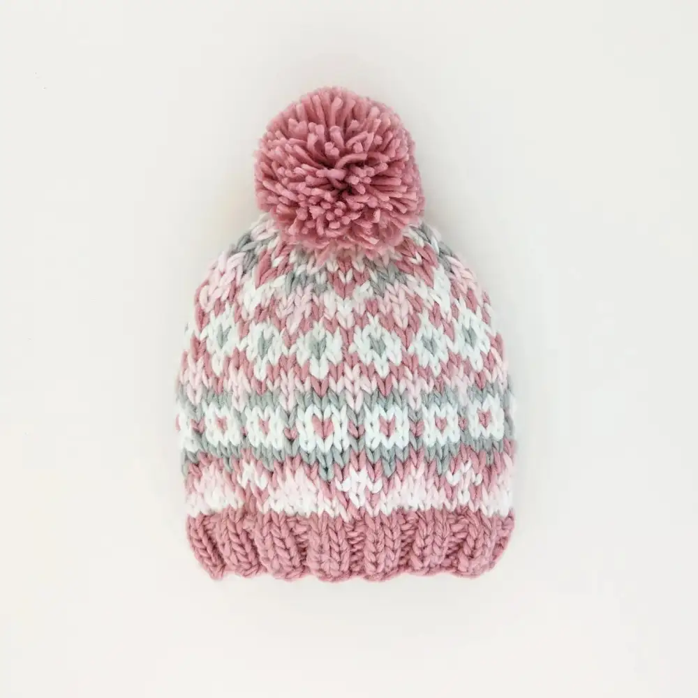 Patterned Pom Knit Beanie