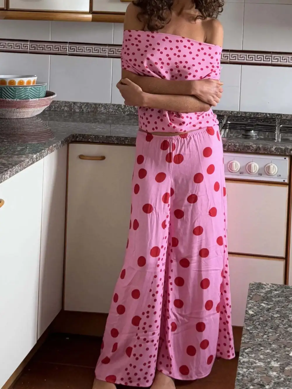 Sleek Polka Dot Detail Coordinated Set