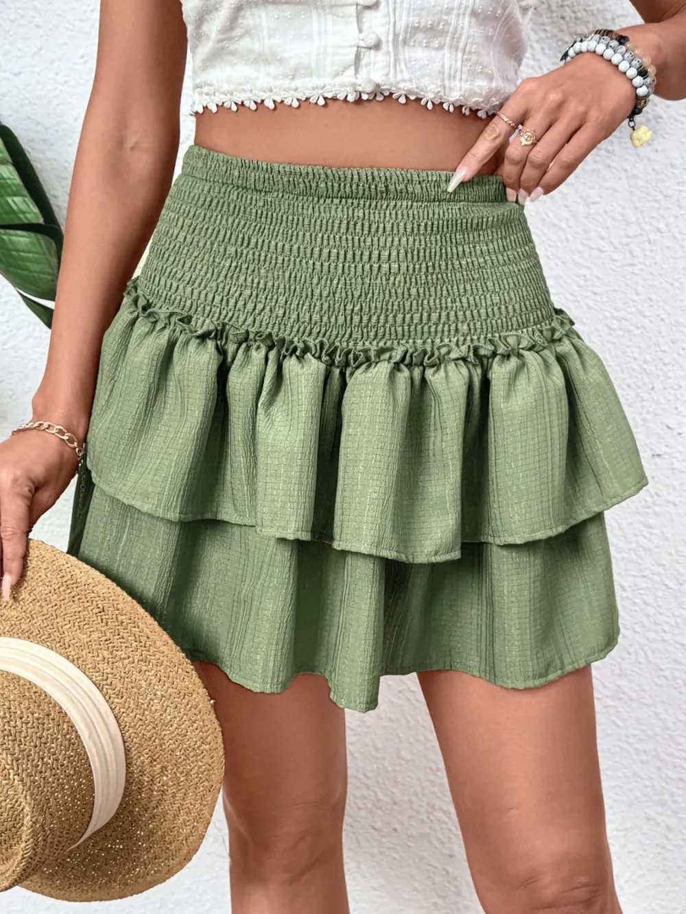 Chic Smocked Layered Skirt