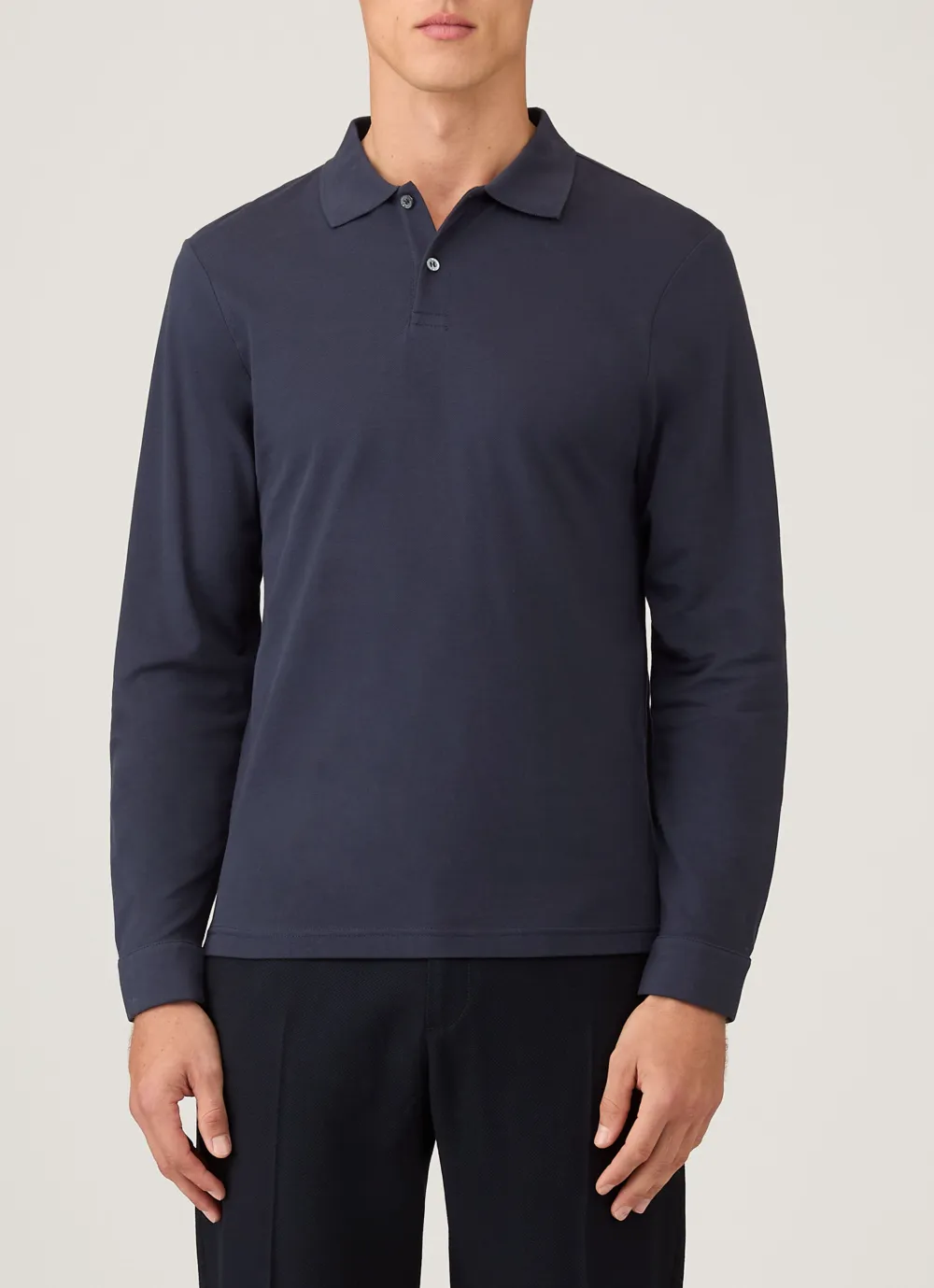 Polished Everyday Slim Fit Cotton Pique Long Sleeve Polo Shirt