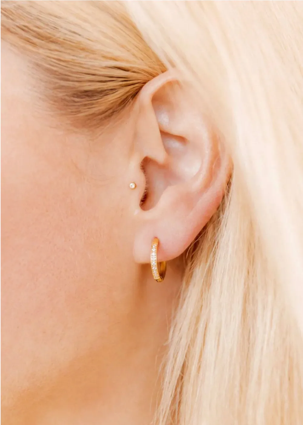 Rhinestone Huggie Hoop Earrings