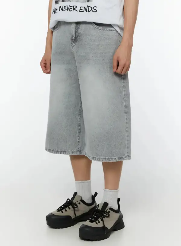 Men's Washed Denim Bermuda Shorts
