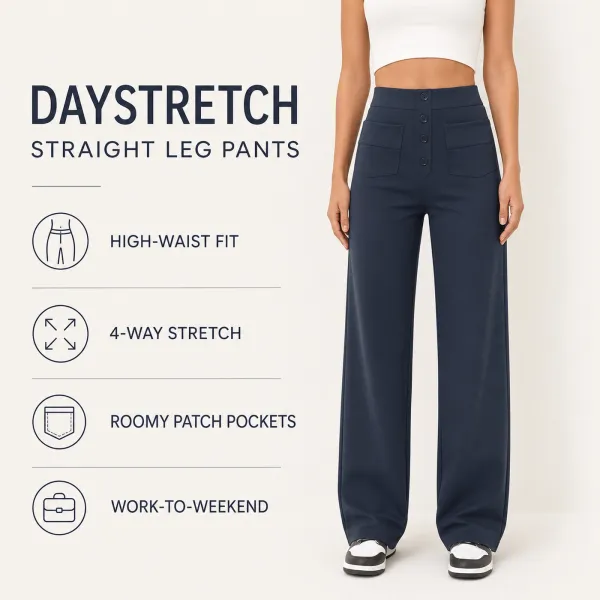 Women's High Waisted DayStretch Straight Leg Casual Pants with Pockets