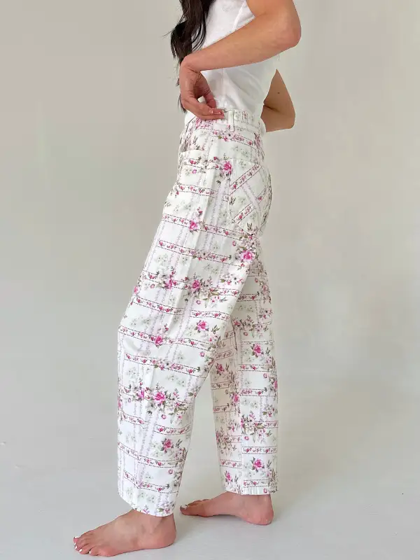 Floral Barrel Leg Pants