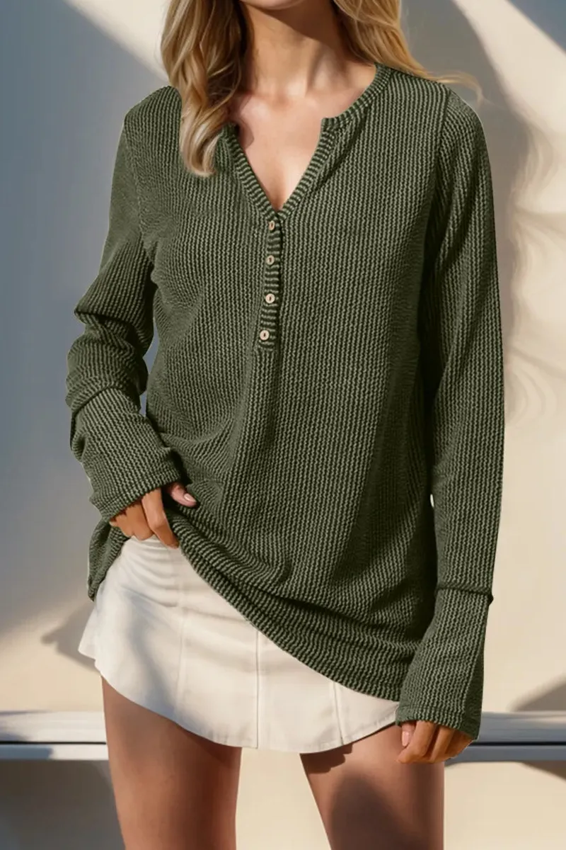 Notched Thumbhole Long Sleeve T-Shirt