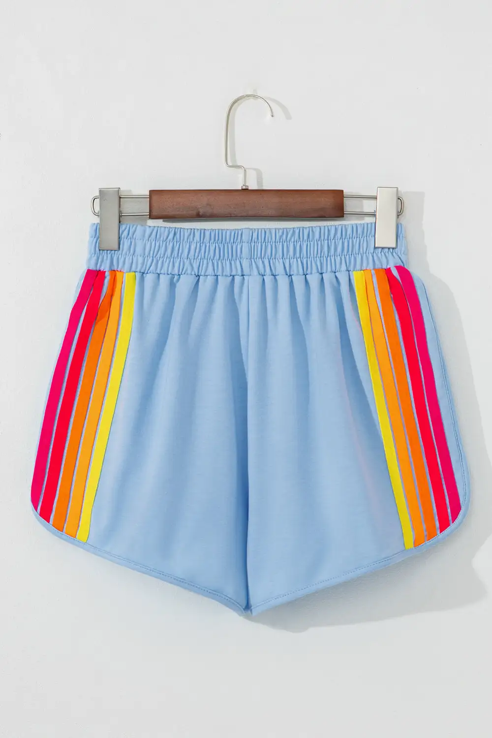 Striped High Waist Elastic Waist Active Shorts