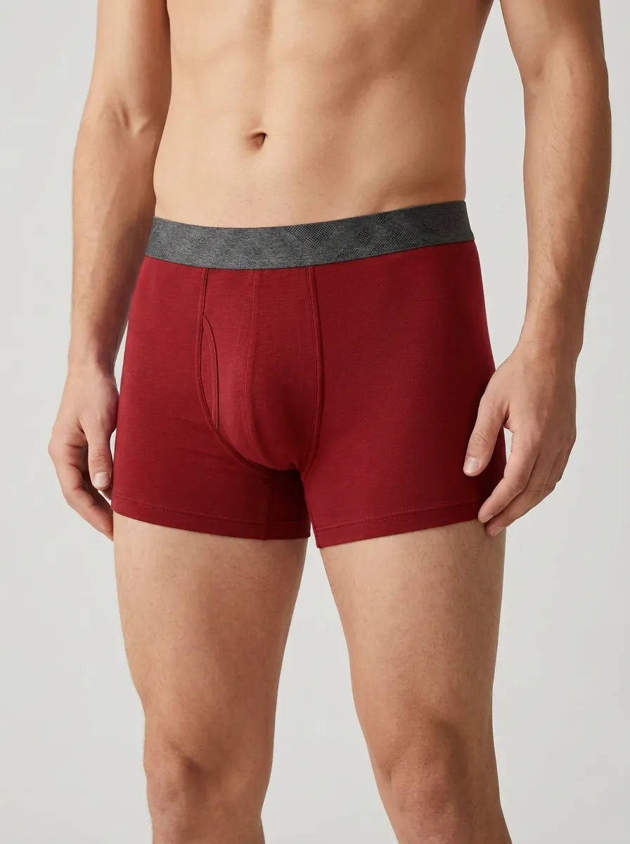 Men's Solid Color Elastic Waistband Boxer Briefs