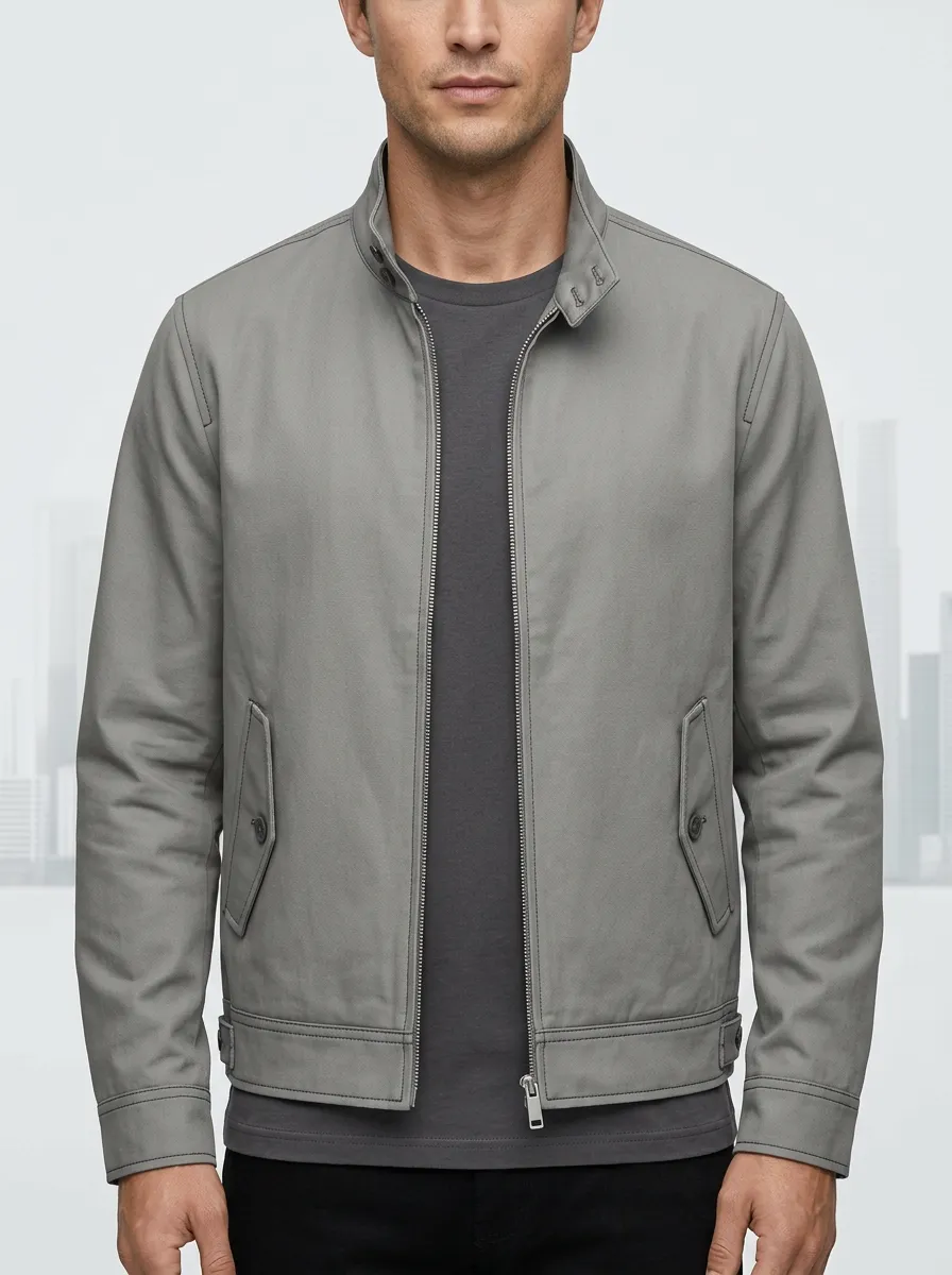 Solid Color Zip Stand Jacket