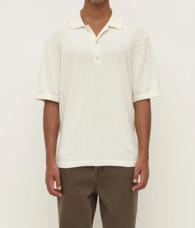 Cream Cotton Knit Polo