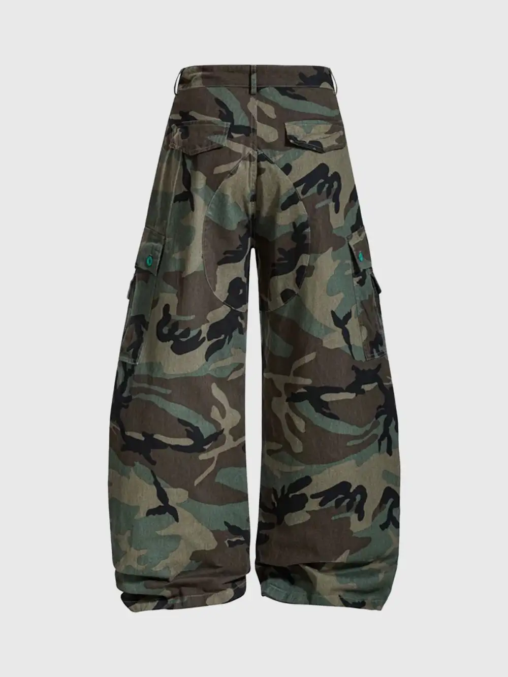 Curved-Cut Camouflage Contrast-Detail Utility Pants