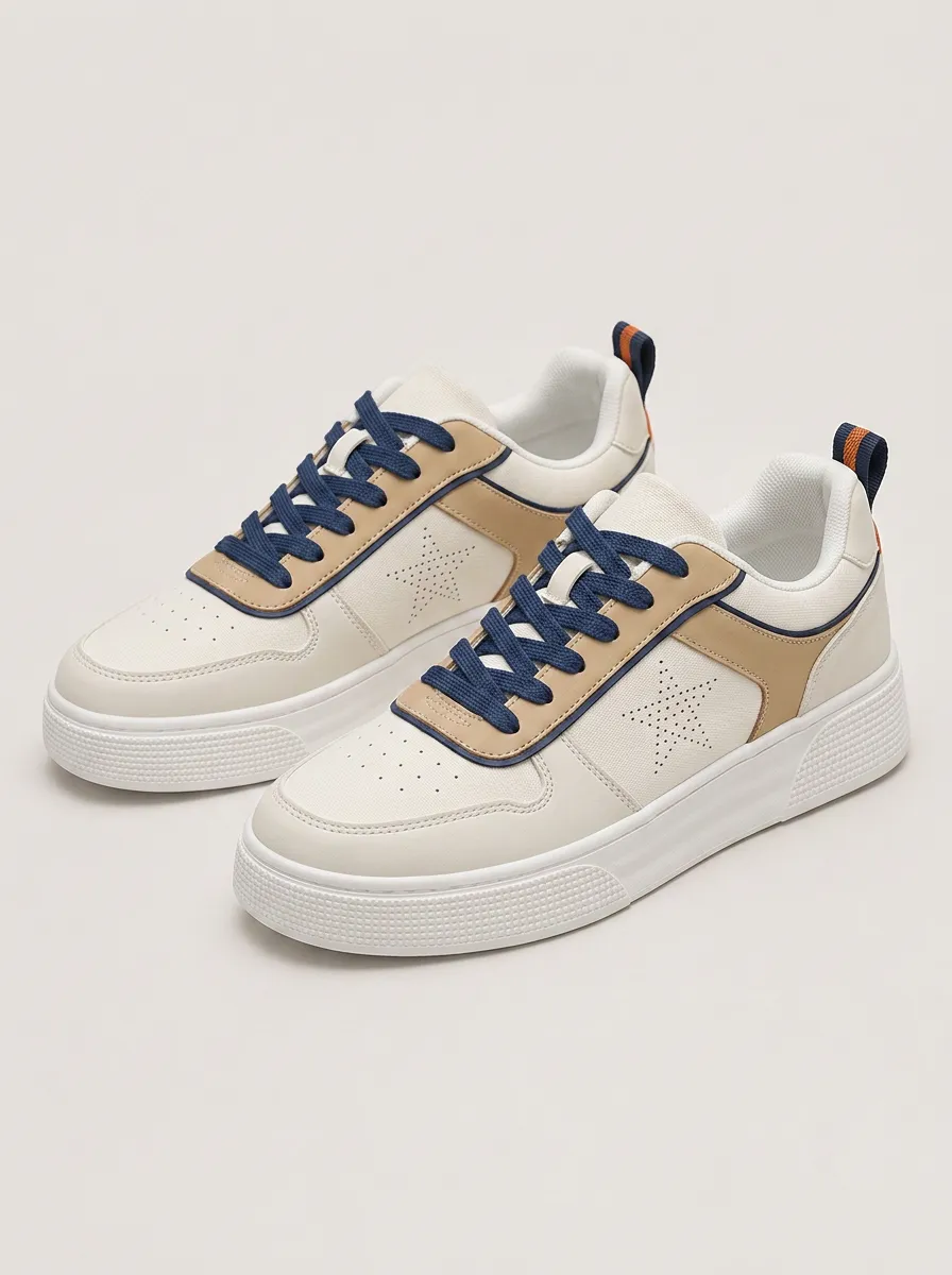 Men's Low Key Casual Star Perforated Patterned Creative Skate Shoes
