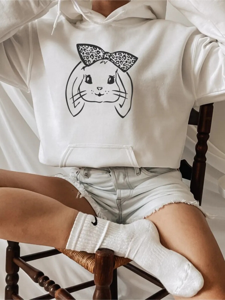 Bunny Leopard Bow Hoodie