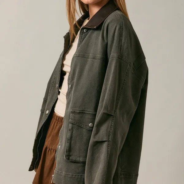 Leather Collar Barn Jacket