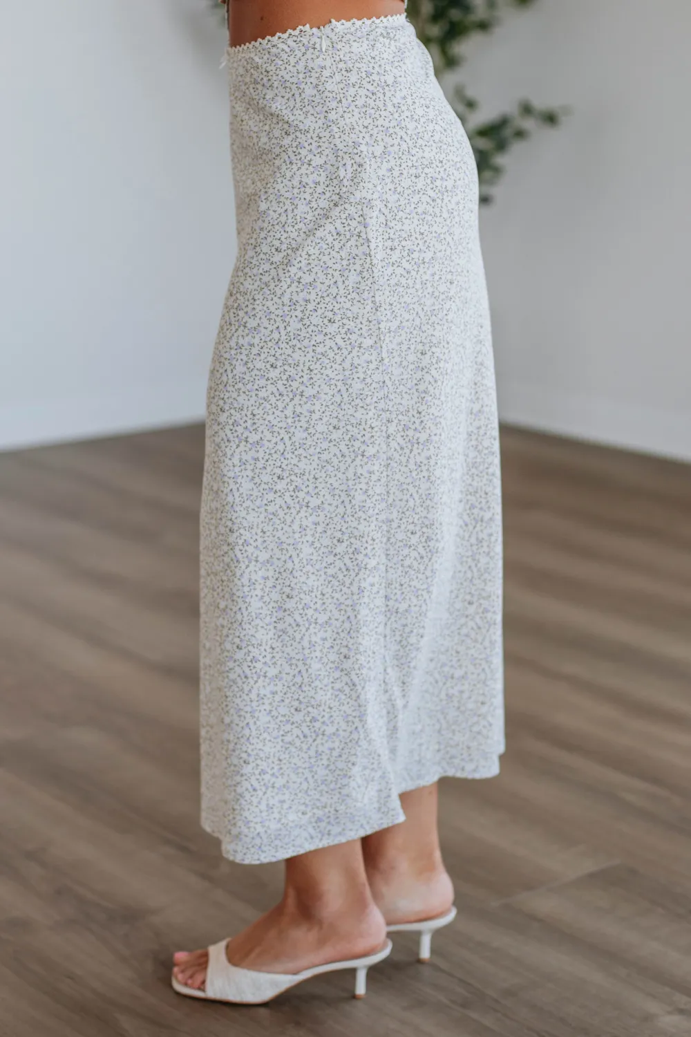 Floral Print Faux Leather Crochet Maxi Skirt