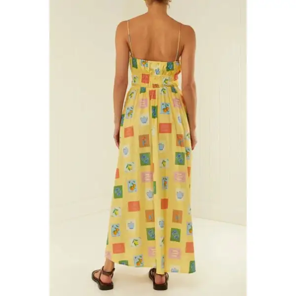 Modern Printed Square Neck Maxi Cami Dress