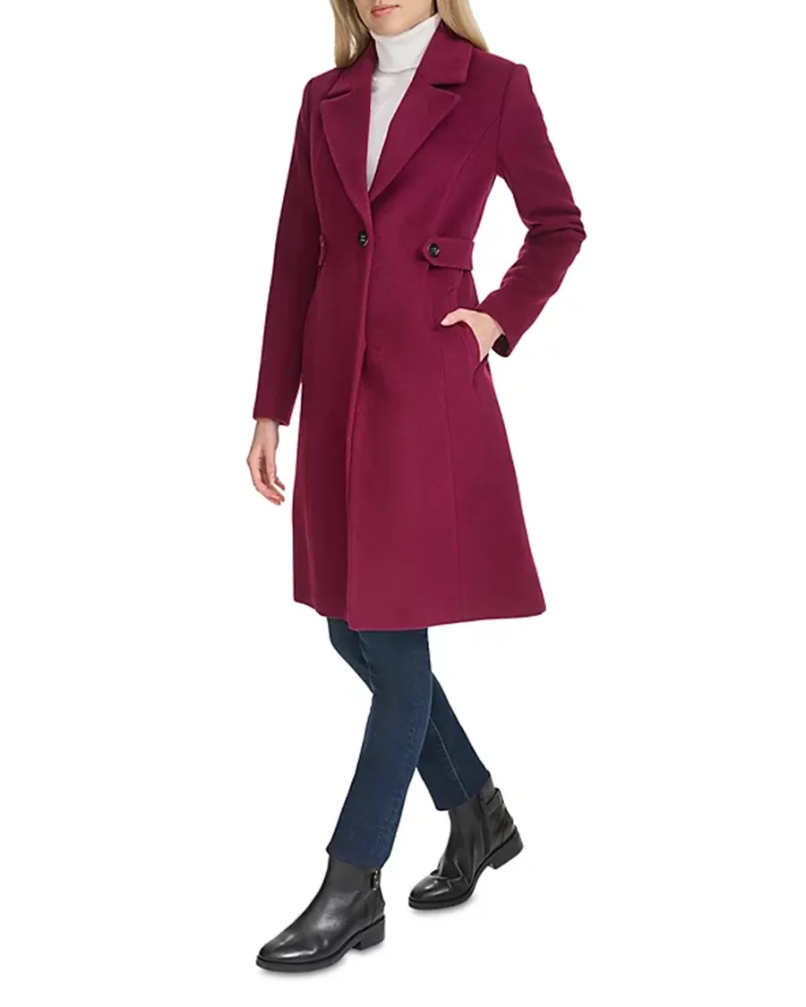 Front Button Closure Breasted Coat