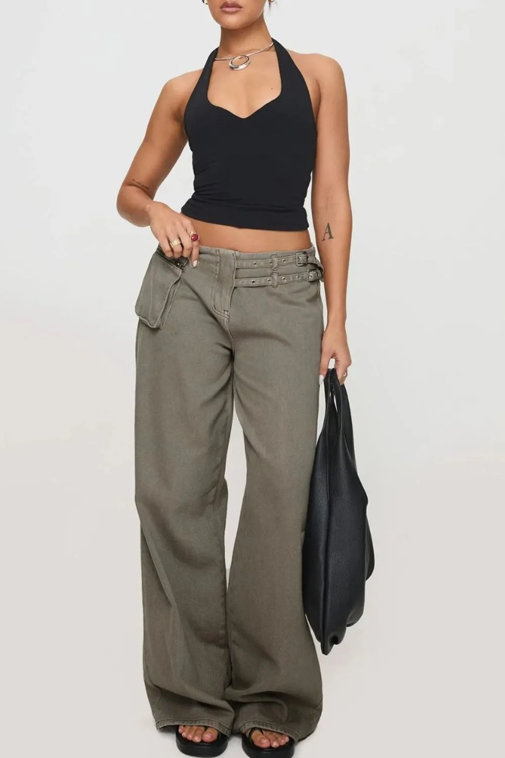 Pocket Detail Tiered Denim Jeans